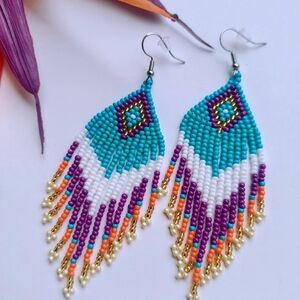 Colorful Beaded Dangle Earrings